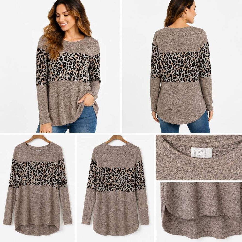 Maurices 24/7 Leopard Colorblock Tunic Top Size S